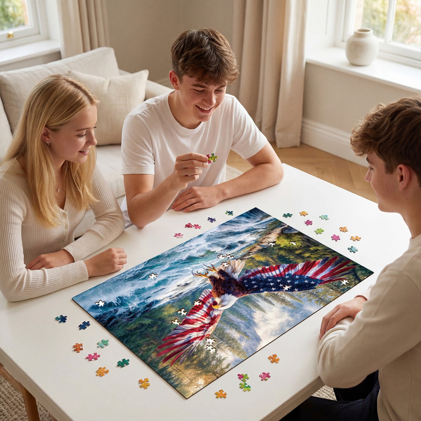 Flag Bald Eagle 2 - 1000-Piece Cardboard Jigsaw Puzzle