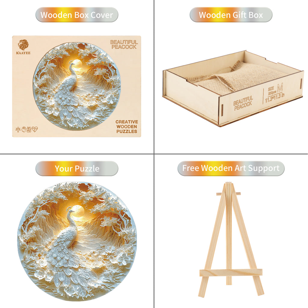 Casse-tête fantaisiste en bois - Magnifique Paon 2