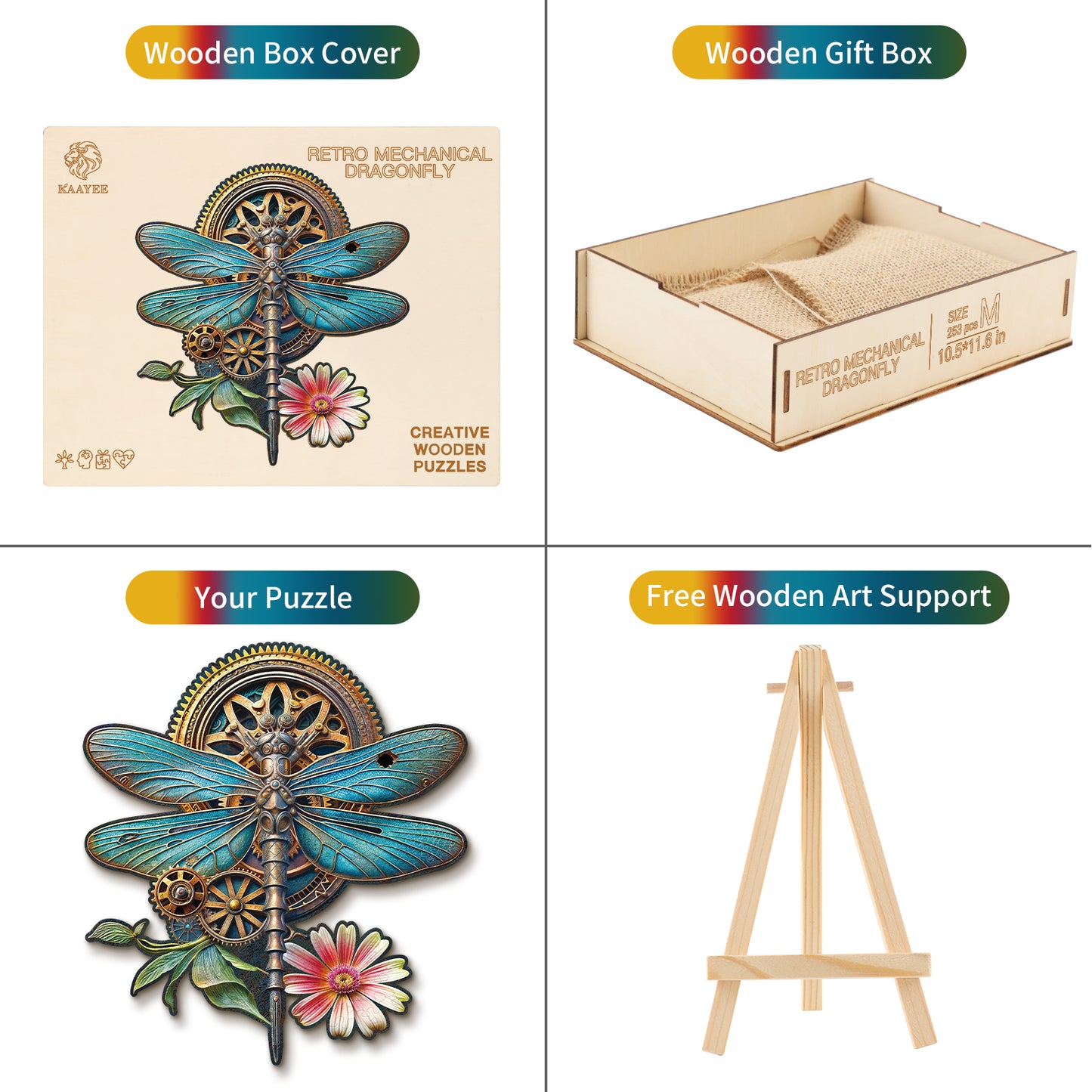 Wunderliches Holzpuzzle-Retro Mechanische Libelle