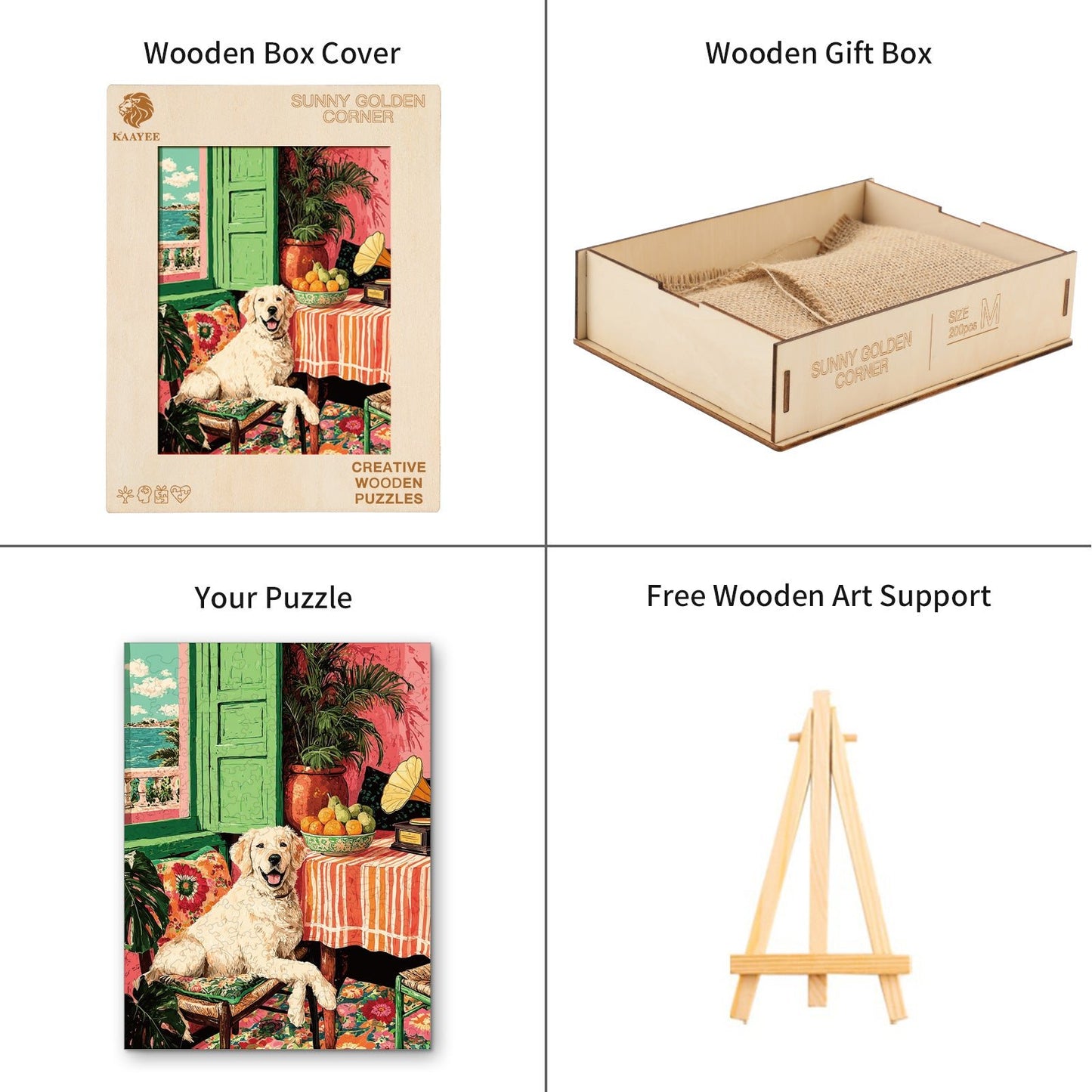 Whimsical Wooden Jigsaw Puzzle - Sunny Golden Corner - pickApuzzle