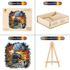 Whimsical Wooden Jigsaw Puzzle-  Retro Steam Train