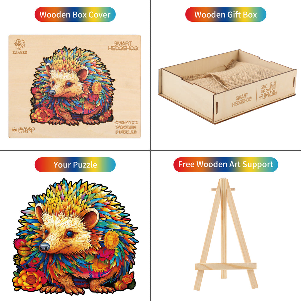Whimsical Wooden Jigsaw Puzzle- Smart Hedgehog