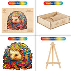 Whimsical Wooden Jigsaw Puzzle- Smart Hedgehog