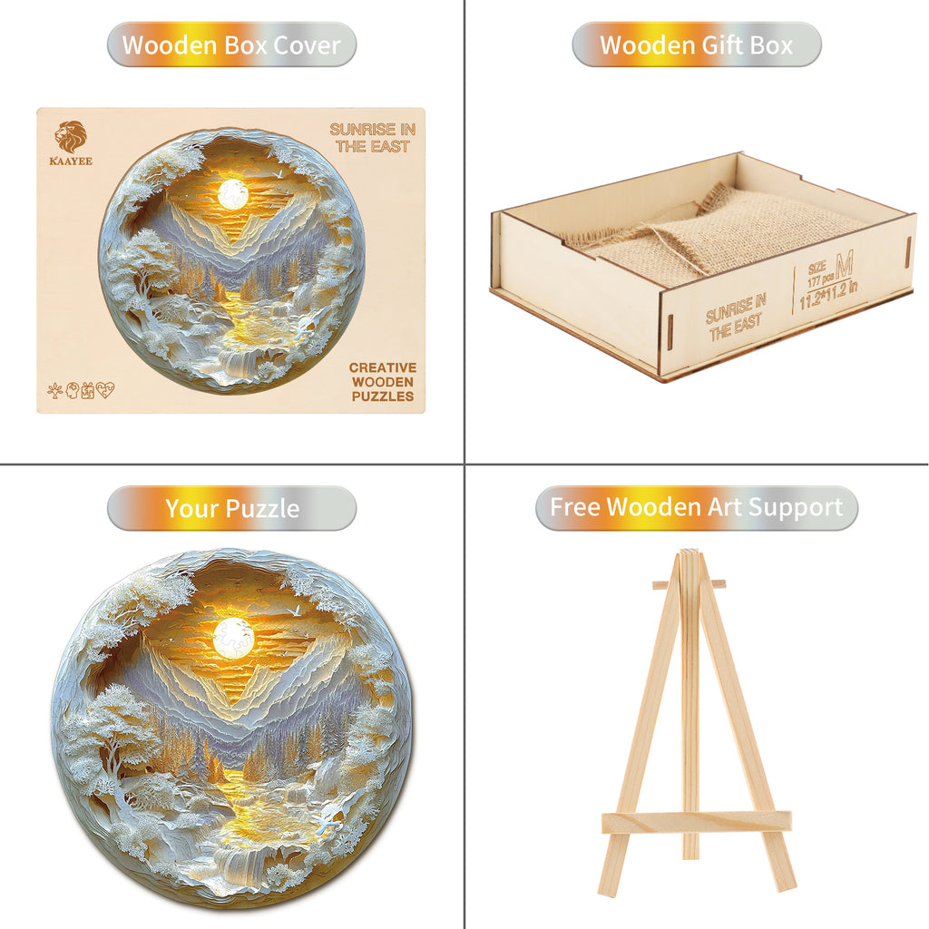 Whimsical Wooden Jigsaw Puzzle-Sunrise in the East