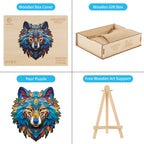 Whimsical Wooden Jigsaw Puzzle-Majestic Wolf