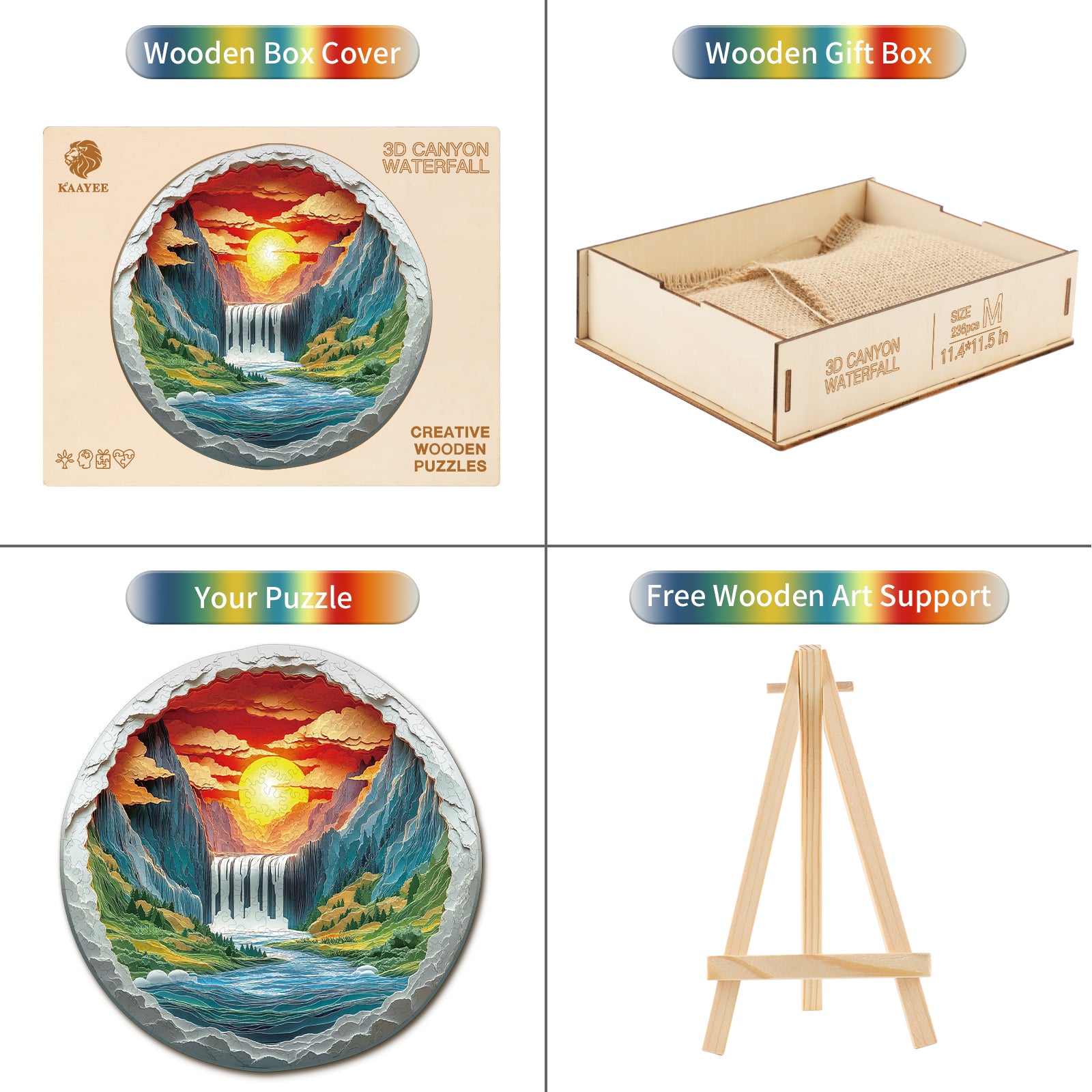 Whimsical Wooden Jigsaw Puzzle- Canyon Waterfall
