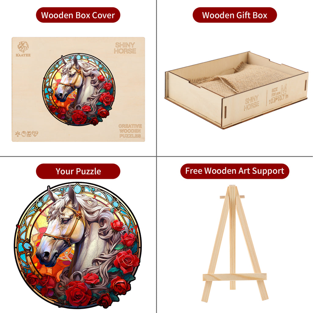 Whimsical Wooden Jigsaw Puzzle- Shiny Horse