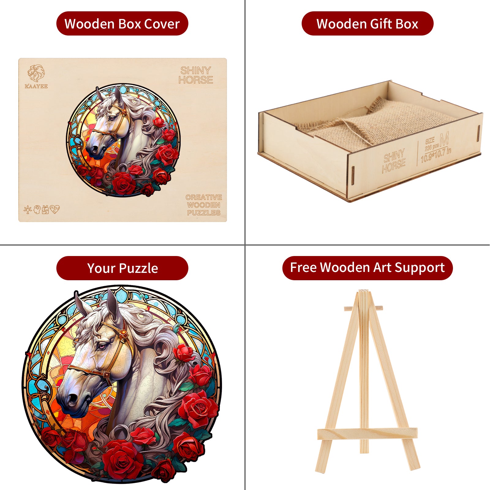 Whimsical Wooden Jigsaw Puzzle- Shiny Horse