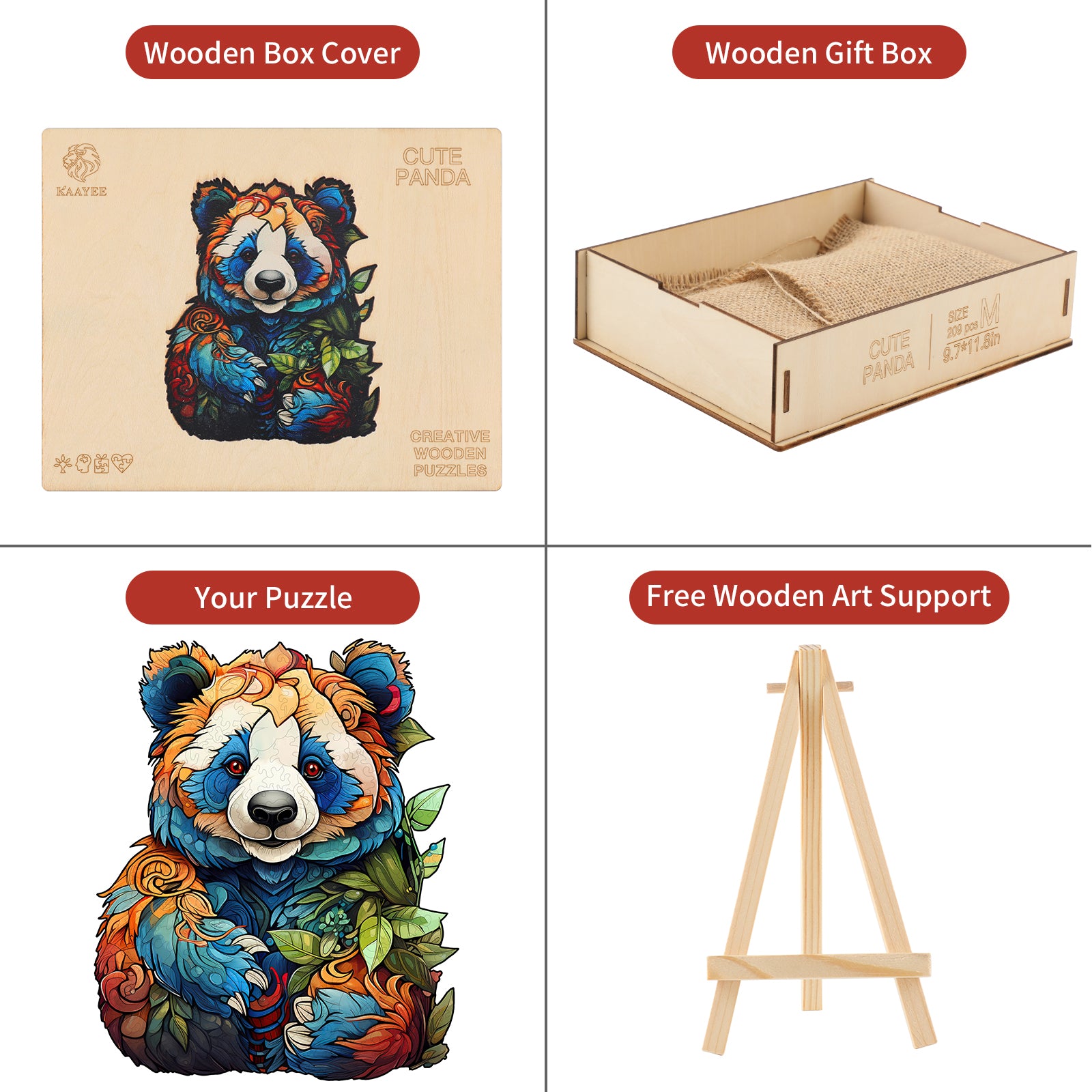 Whimsical Wooden Jigsaw Puzzle- Cute panda