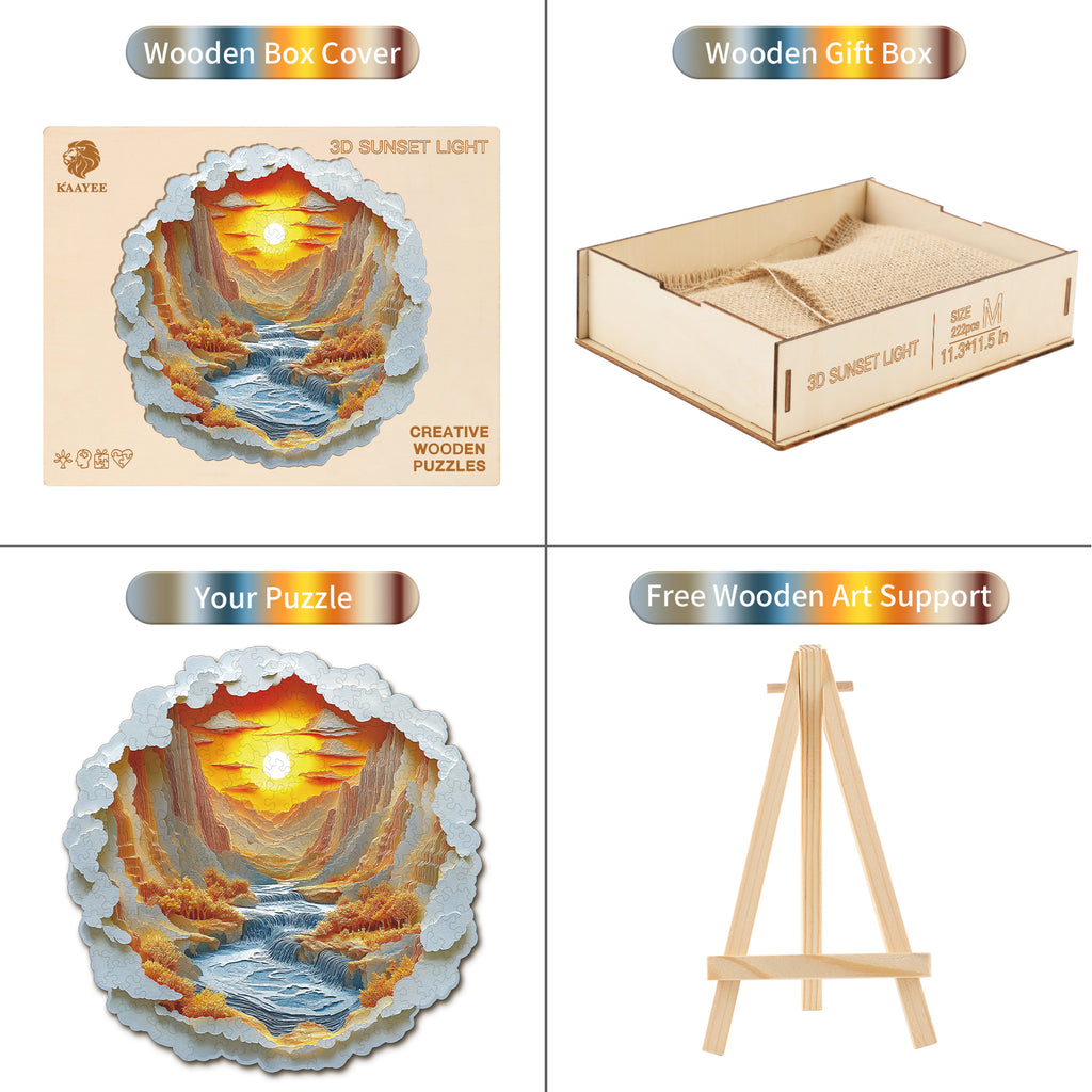 Whimsical Wooden Jigsaw Puzzle-  Sunset Light