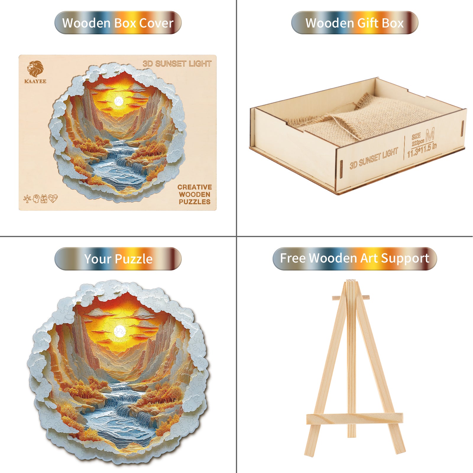 Whimsical Wooden Jigsaw Puzzle-  Sunset Light