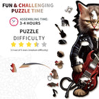 Whimsical Wooden Jigsaw Puzzle- Rock Cat