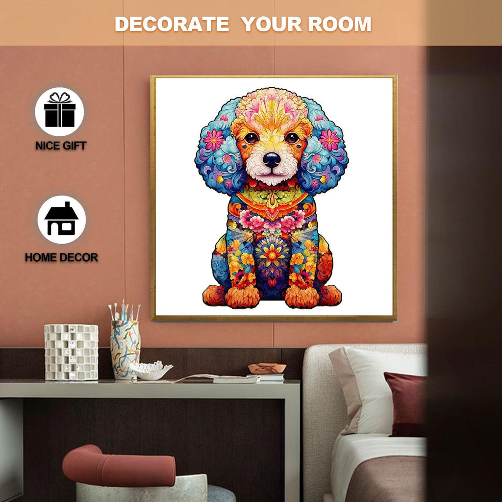 Whimsical Wooden Jigsaw Puzzle-cute poodle