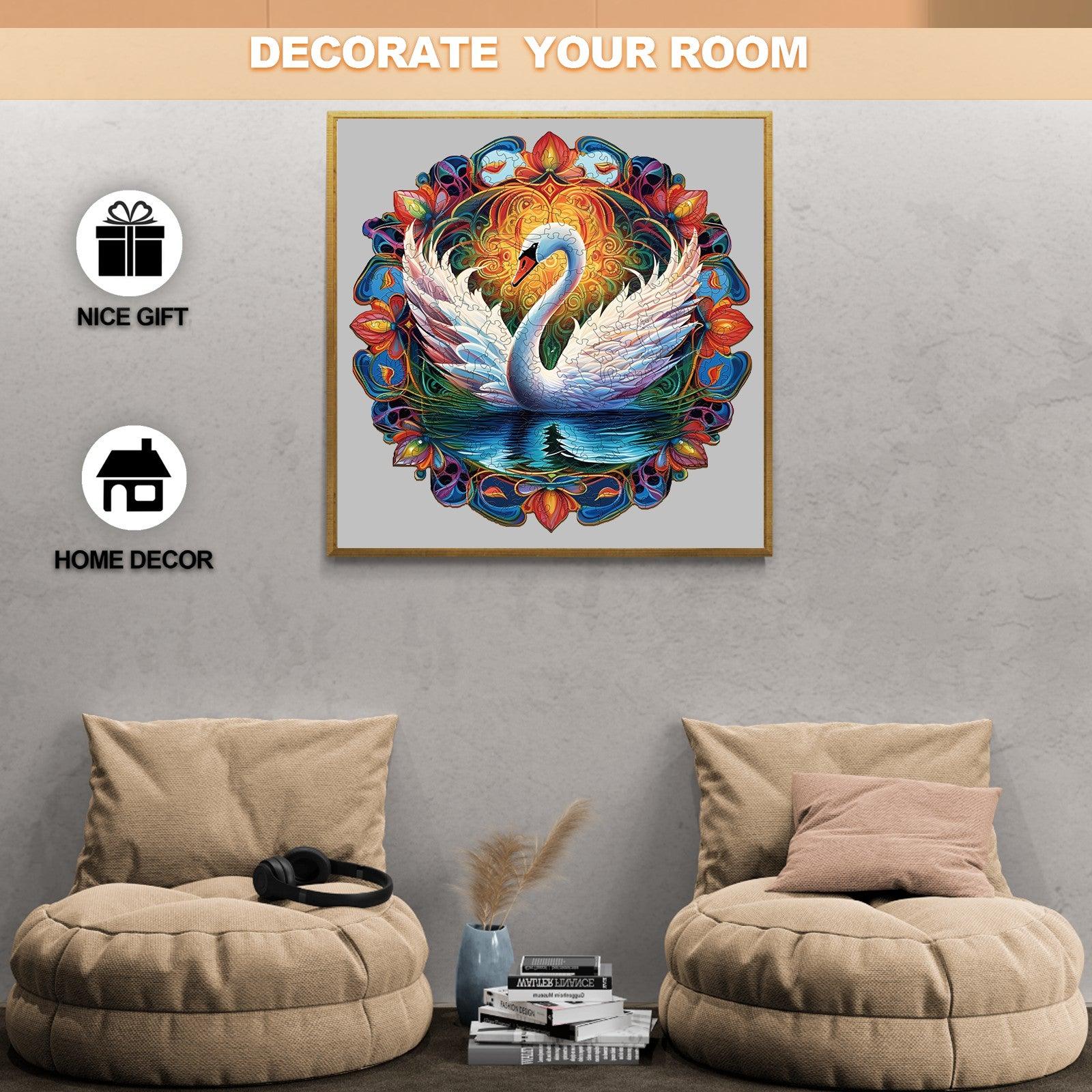 Whimsical Wooden Jigsaw Puzzle-Beautiful Swan 1
