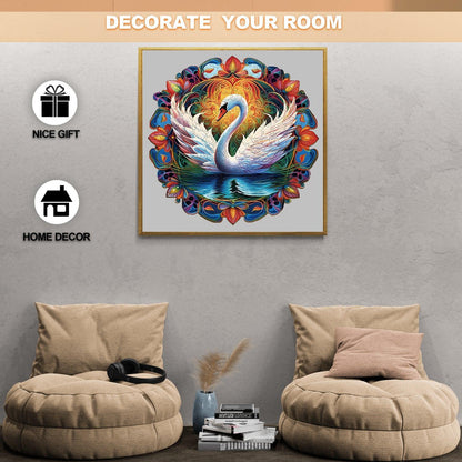 Whimsical Wooden Jigsaw Puzzle-Beautiful Swan 1