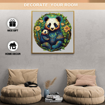 Whimsical Wooden Jigsaw Puzzle-Panda Family 2
