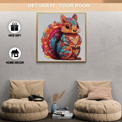 Whimsical Wooden Jigsaw Puzzle-Playful Squirrel