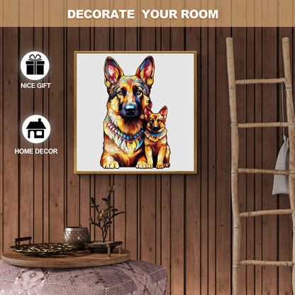 Verspieltes Holzpuzzle – Deutsche Schäferhund-Familie