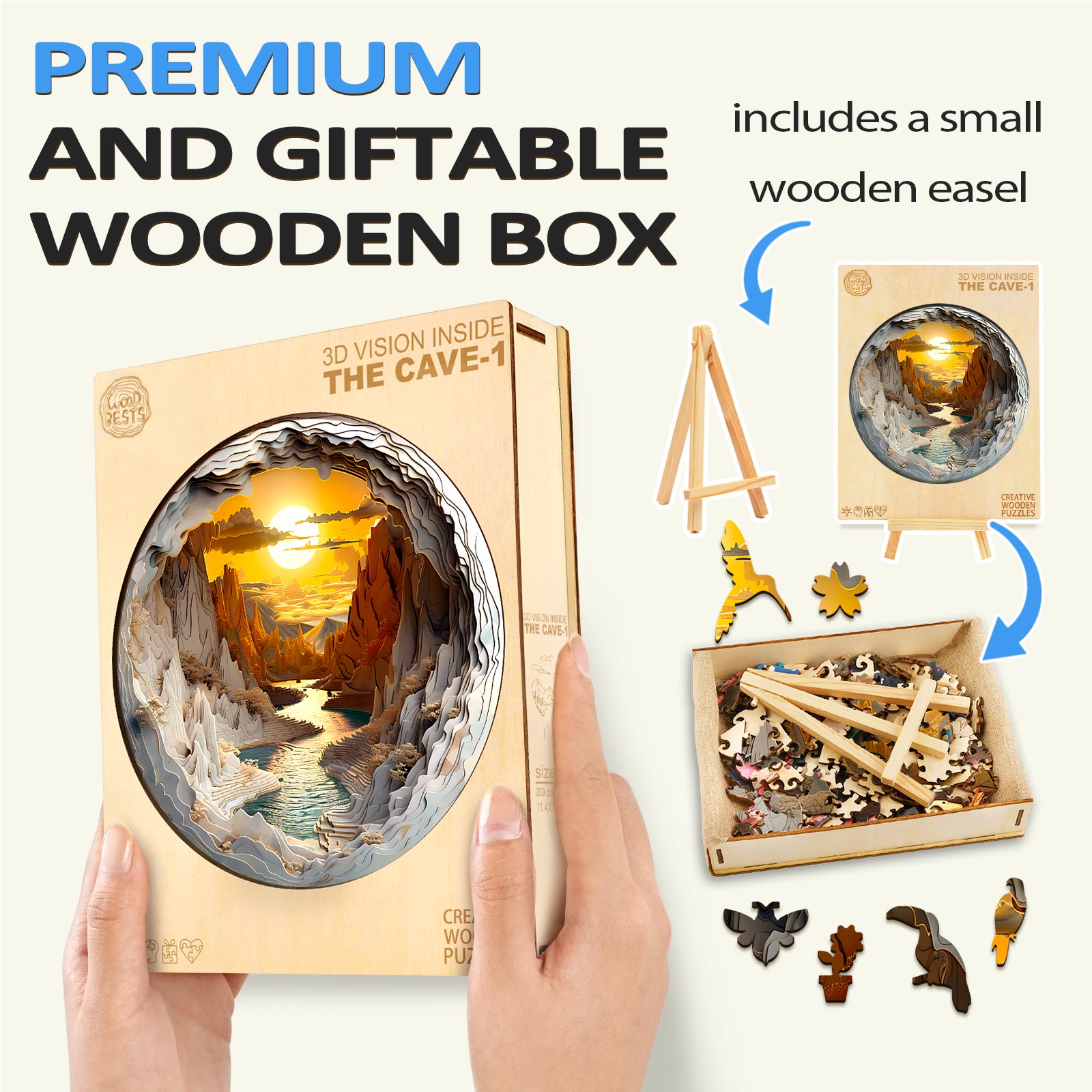 Whimsical Wooden Jigsaw Puzzle- 3d vision Inside The Cave-1