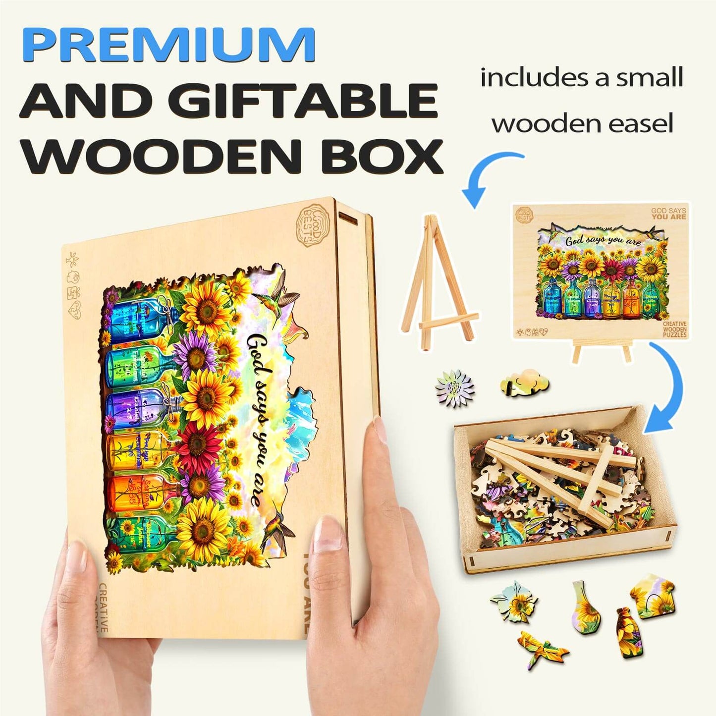Skurriles Holz-Puzzle – Gott sagt, du bist