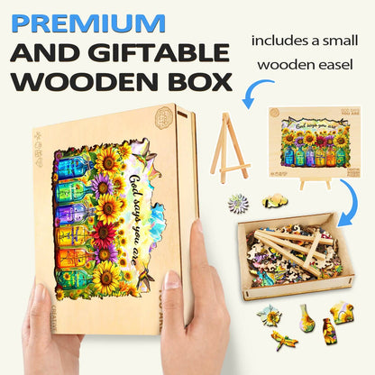 Skurriles Holz-Puzzle – Gott sagt, du bist