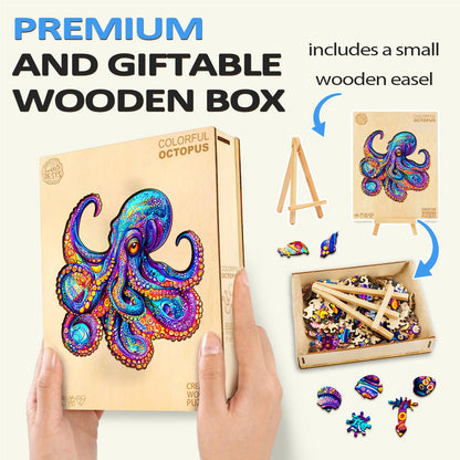 Skurriles Holz-Puzzle – Bunter Oktopus