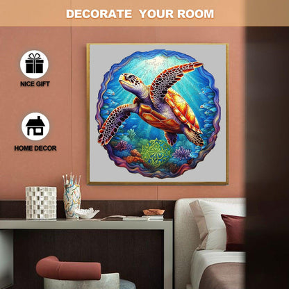 Whimsical Wooden Jigsaw Puzzle-DEEP SEA TURTLES-1