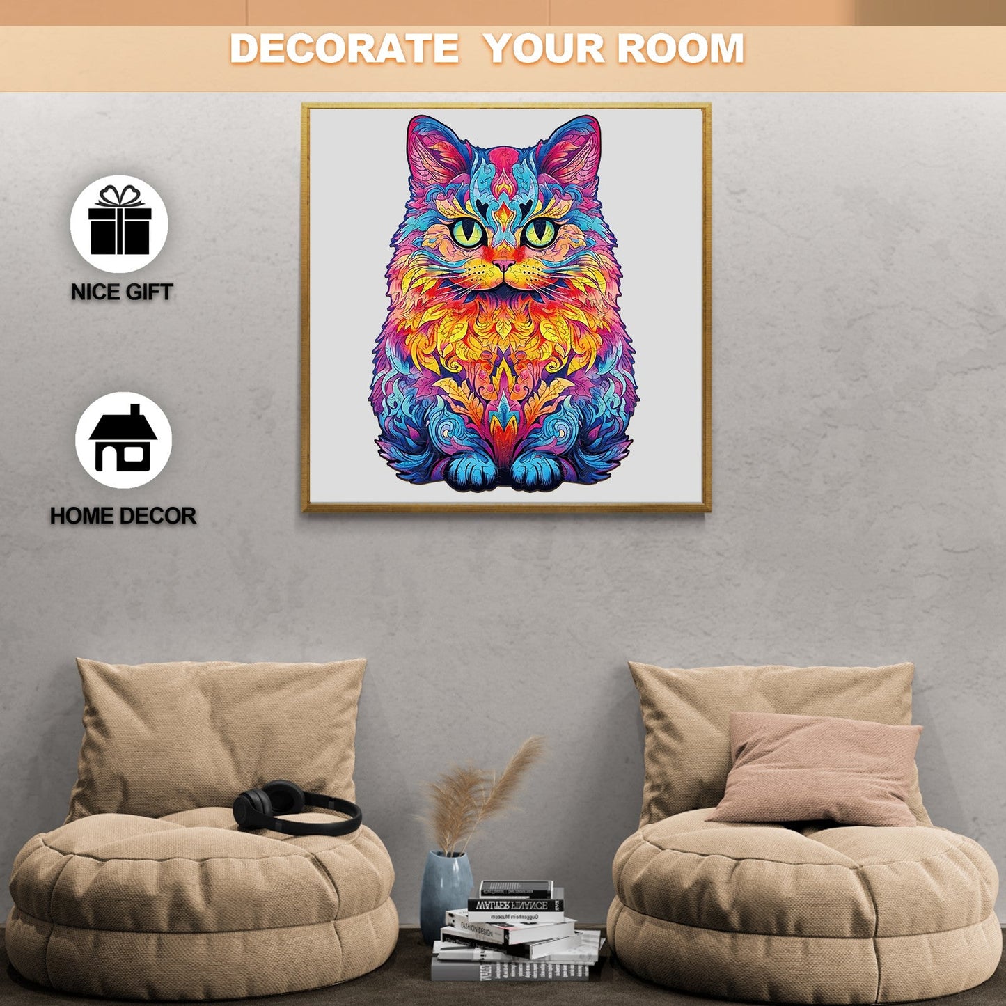 Whimsical Wooden Jigsaw Puzzle-British shorthair