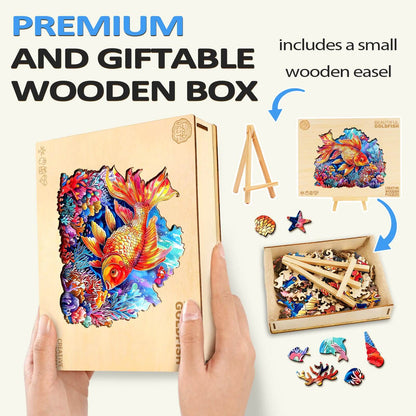 Launisches Holz-Puzzle - Wunderschöner Goldfisch