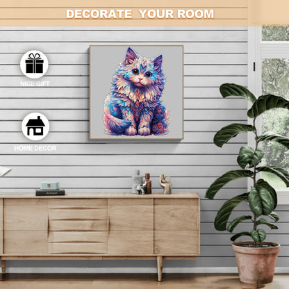 Verspieltes Holzpuzzle – Süße Ragdoll-Katze