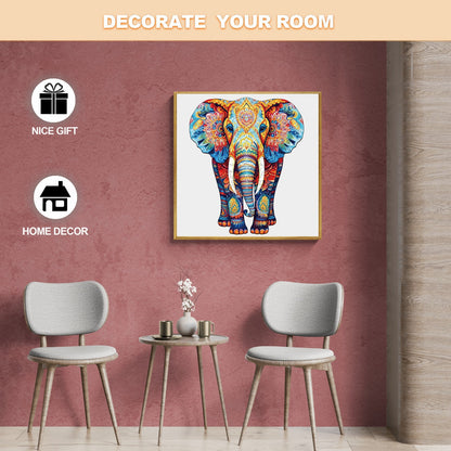 Ausgefallenes Holz-Puzzle – Oranger Elefant