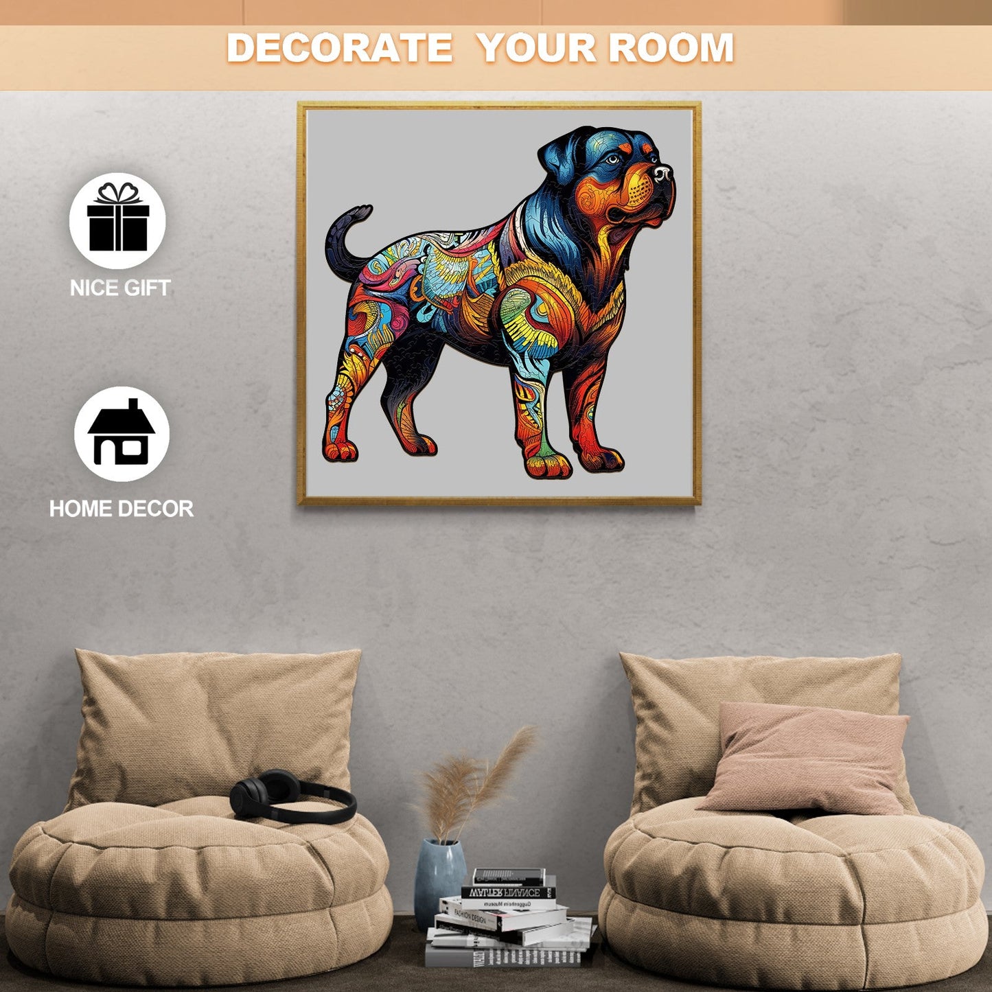 Verspieltes Holzpuzzle – Rottweiler 1