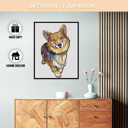 Verspieltes Holz-Puzzle – Schlauer Corgi
