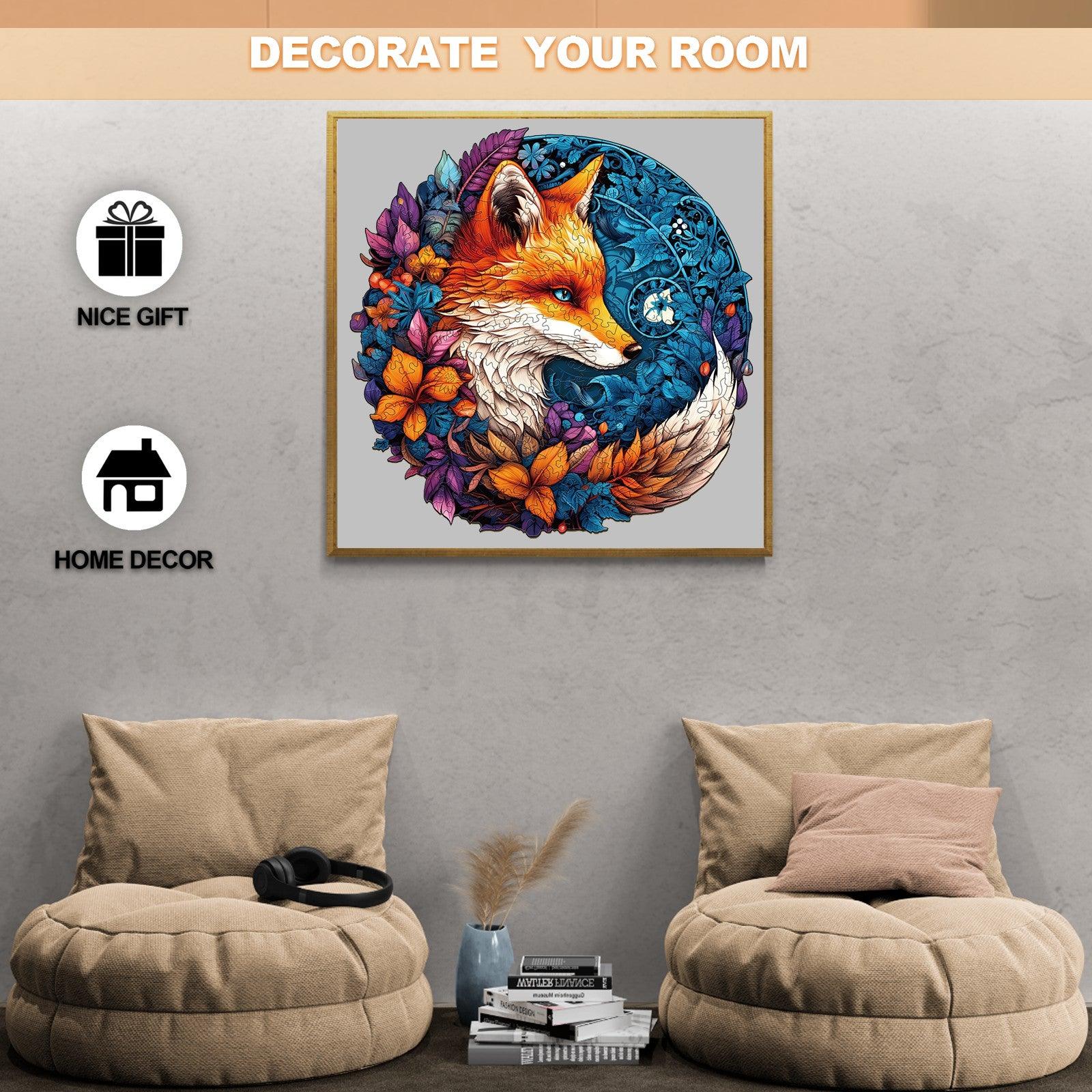 Whimsical Wooden Jigsaw Puzzle-Mysterious Fox