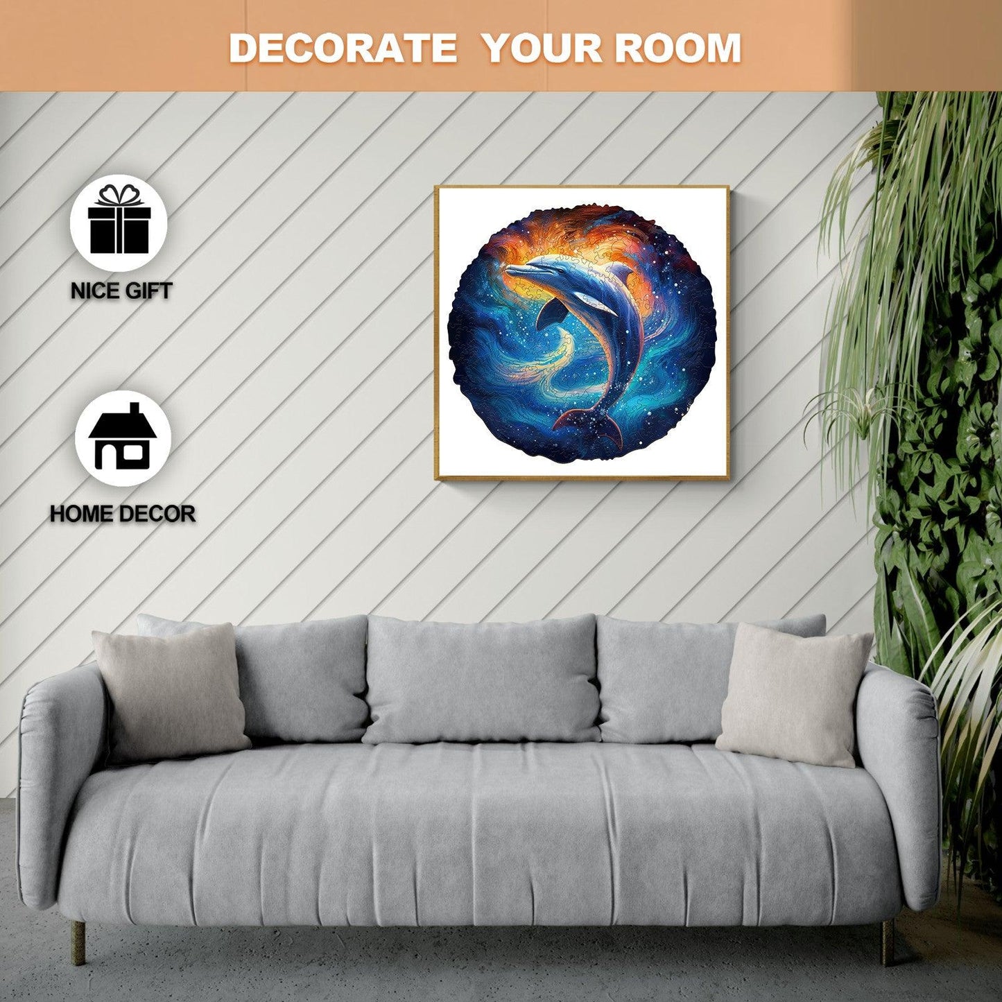 Whimsical Wooden Jigsaw Puzzle-Dream Dolphin