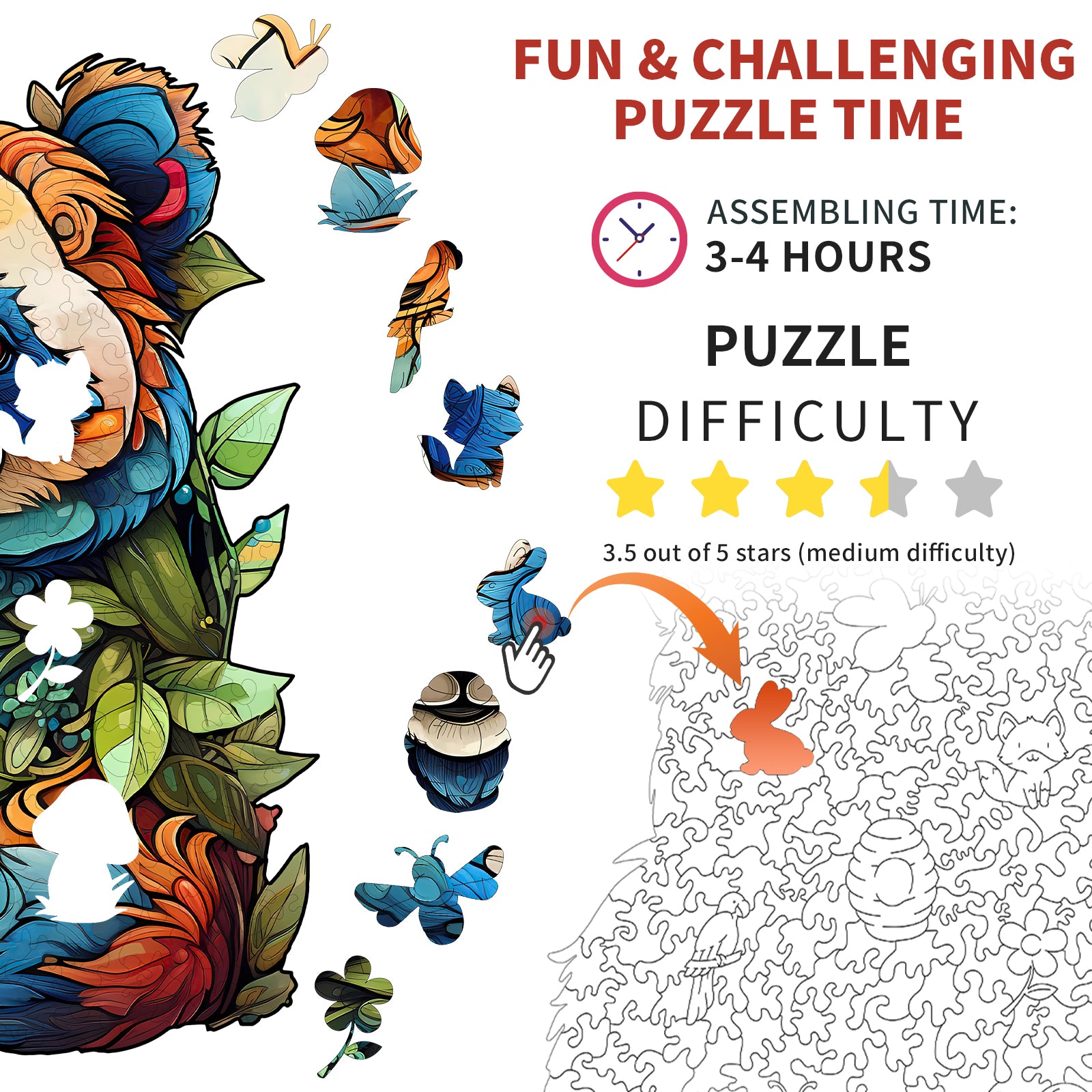 Whimsical Wooden Jigsaw Puzzle- Cute panda