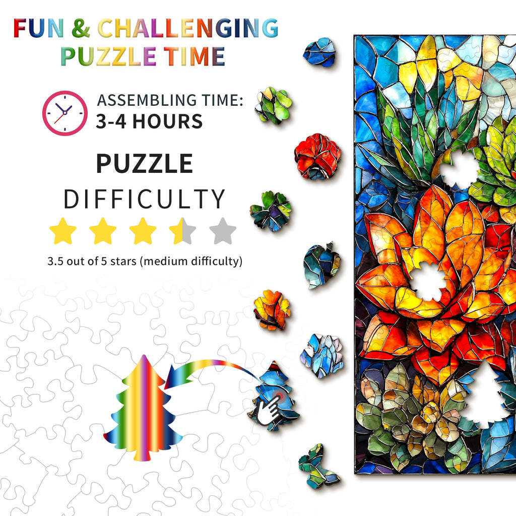 Whimsical Wooden Jigsaw Puzzle- Succulents