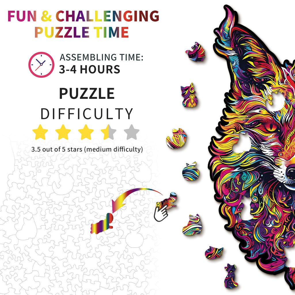 Whimsical Wooden Jigsaw Puzzle- Gorgeous Fox