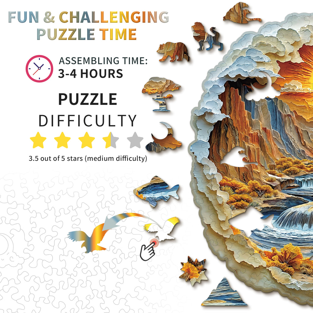 Puzzle en bois fantaisiste - Rivières et Montagnes