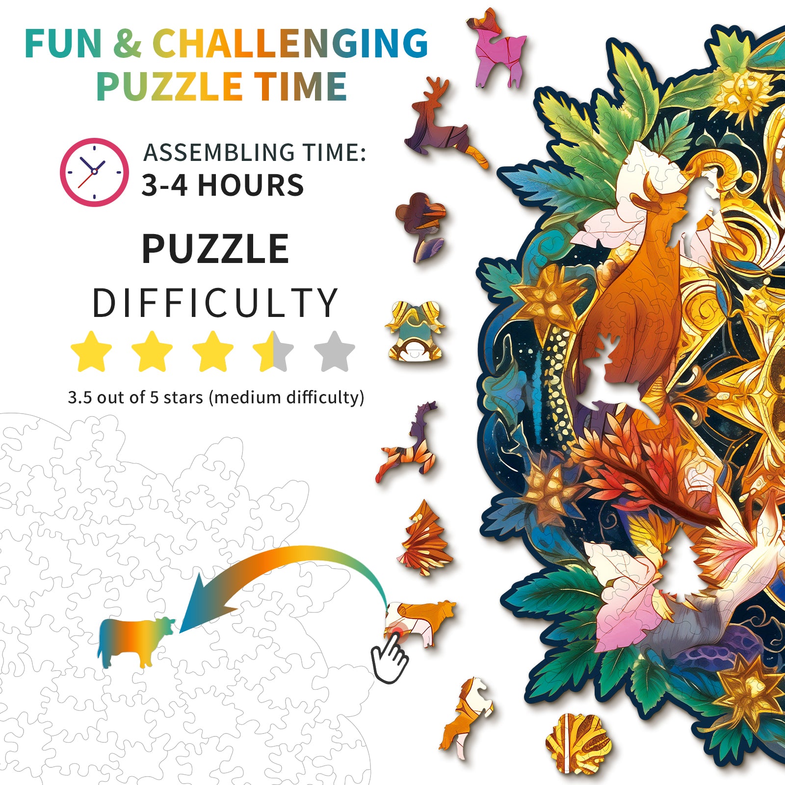Whimsical Wooden Jigsaw Puzzle- The Deer Family