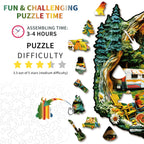Whimsical Wooden Jigsaw Puzzle- Comfortable Campsite