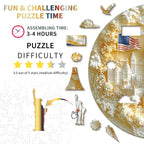 Whimsical Wooden Jigsaw Puzzle-Statue of Liberty and Flag