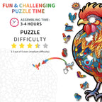 Whimsical Wooden Jigsaw Puzzle- Majestic Cock