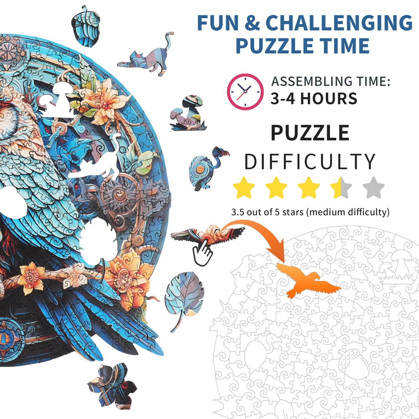 Skurriles Holzpuzzle – Weise Eule