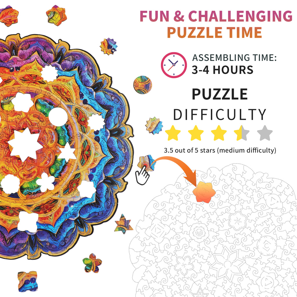 Whimsical Wooden Jigsaw Puzzle- Mandala