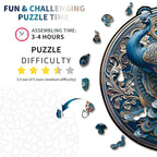 Whimsical Wooden Jigsaw Puzzle- Retro Beautiful Peacock