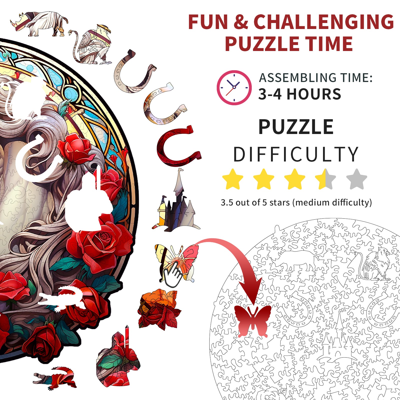 Whimsical Wooden Jigsaw Puzzle- Shiny Horse
