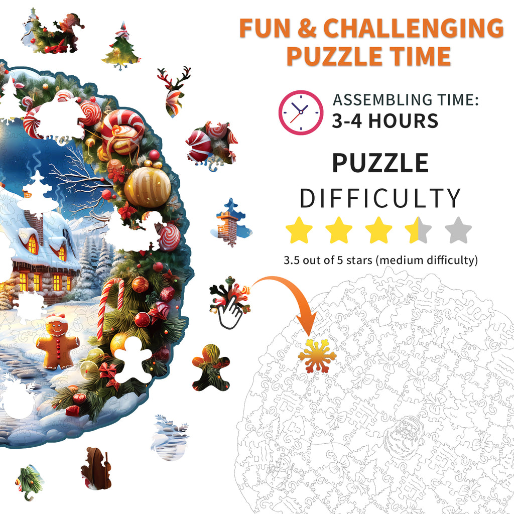 Whimsical Wooden Jigsaw Puzzle- Christmas House