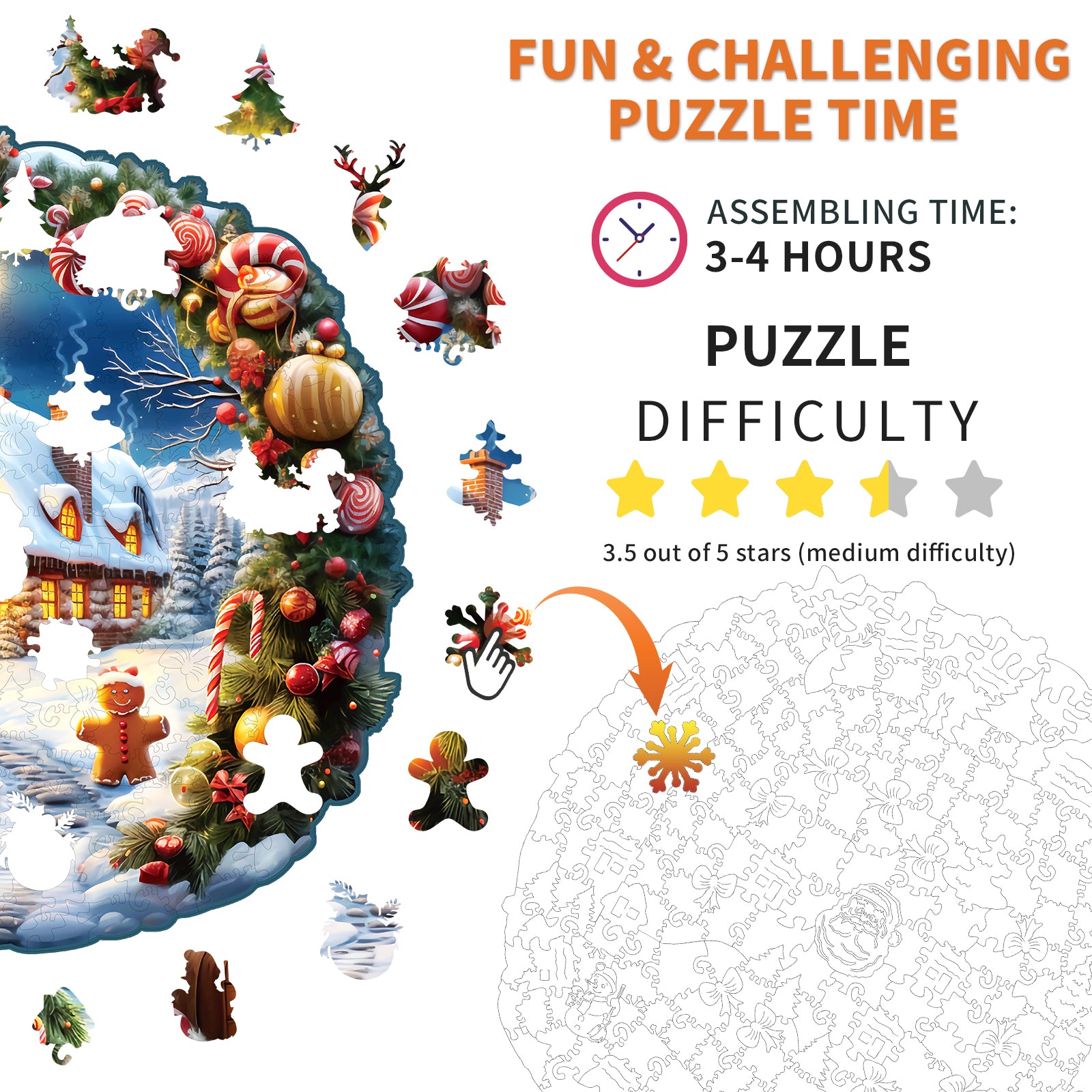 Whimsical Wooden Jigsaw Puzzle- Christmas House