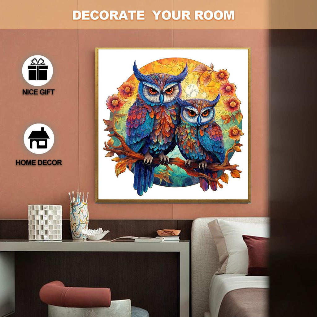 Whimsical Wooden Jigsaw Puzzle- Owl Family